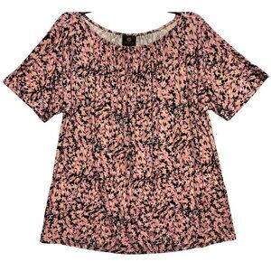 JM Collection Womens XL Peach Nectar Rayon Span Knit Floral Top